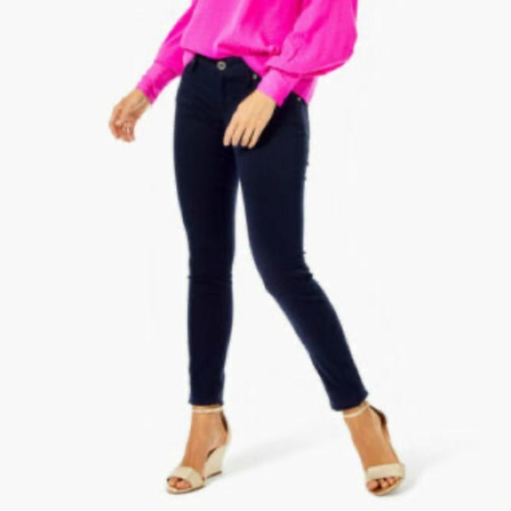 Lilly Pulitzer Black Sateen Split Ankle Skinny Pants Trousers 10